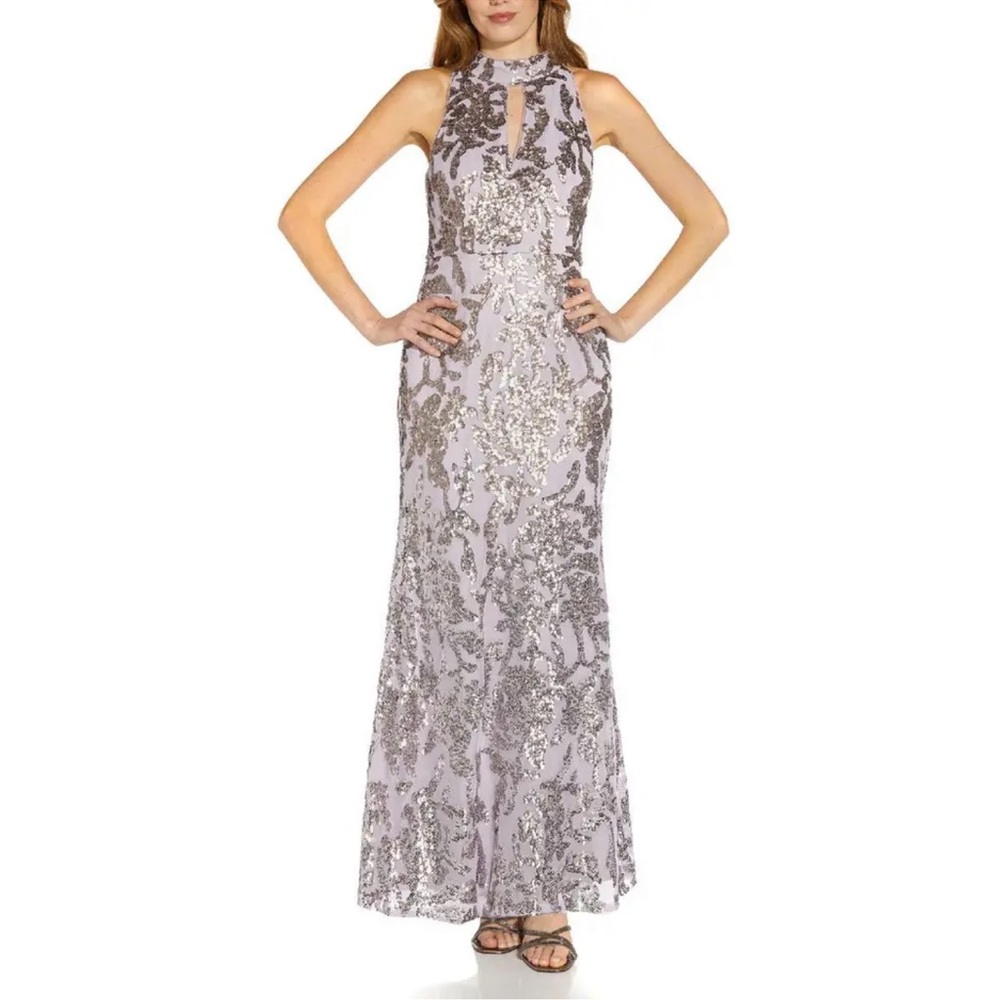 Adrianna Papell Cutout Maxi Prom Evening Gown- Petites